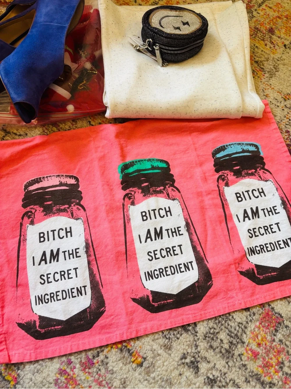 Spicy Rebel  “Secret Ingredient” Pink Tea Towel Kitchen Decor